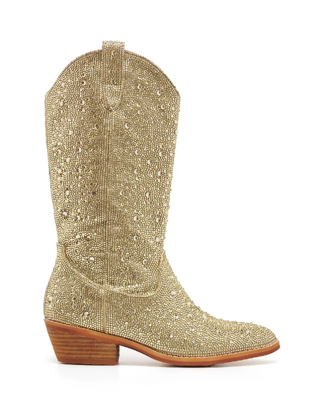 Men's cowboy boots with a leather sole for a classic lookMajesty Cowboy Boot Gold Rhinestones