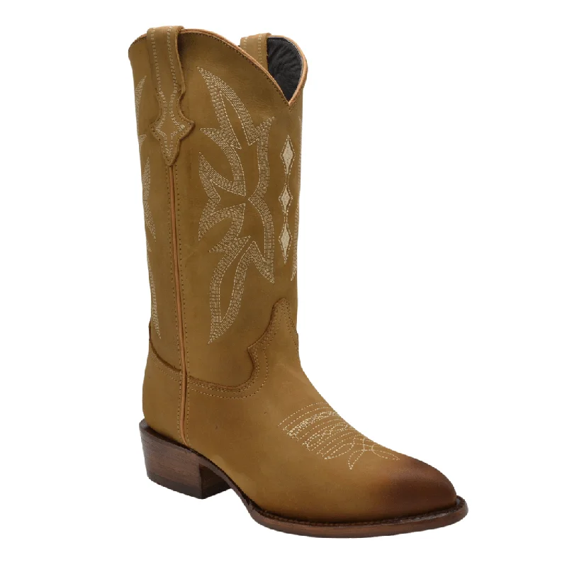 Men's cowboy boots with a decorative inlayMen's western boots with a scalloped edge and a pull - on strapJOE BOOTS  600C TAN Men's Western Boots: J Toe Cowboy boots in Genuine PRIME Leather