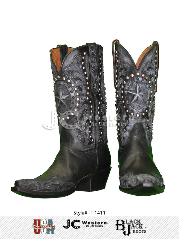 Men's cowboy boots with a distressed leather finishBlack Jack HT-1411 Mens Handtooled Vintage Western Boots Black Men's cowboy boots with a distressed leather finishBlack Jack HT-1411 Mens Handtooled Vintage Western Boots Black