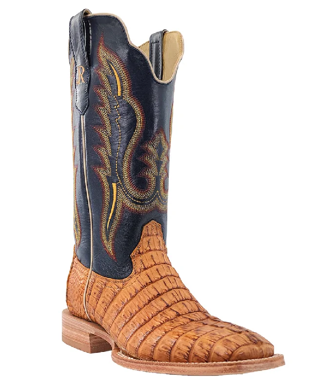 Men's western boots with a high - quality leather upper and a suede liningMen's Saddle Exotic Western Boots