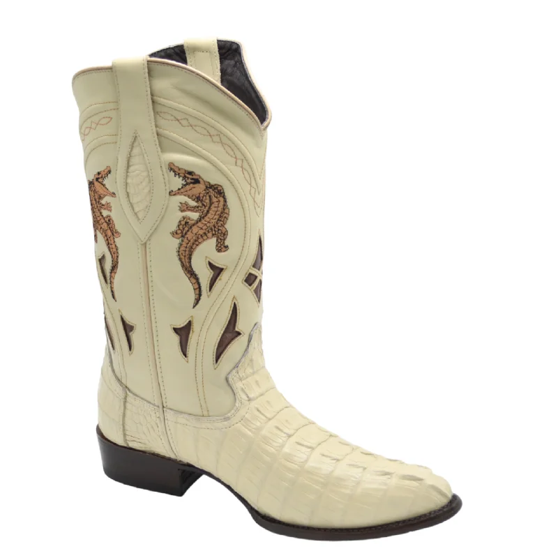 Men's cowboy boots with a pull - on strapJOE BOOTS 906 BONE  J Toe Boots,  Original  Men's Cowboy Boots Caiman Genuine Leather,  Western Boots.
