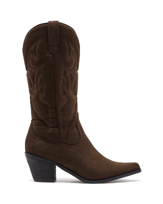 Men's cowboy boots with a spur ledgeClayton Western Boot Chocolate Microfibre - PRE ORDER DUE FOR DISPATCH 1 JAN Men's cowboy boots with a spur ledgeClayton Western Boot Chocolate Microfibre - PRE ORDER DUE FOR DISPATCH 1 JAN
