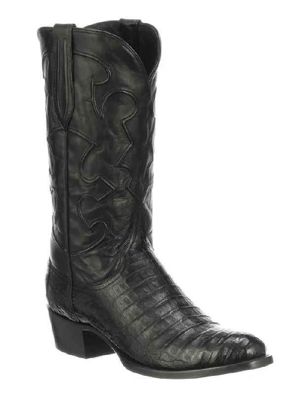 Men's cowboy boots with a scalloped edgeLucchese M1636.R4 Mens CHARLES Belly Caiman Boots Black Men's cowboy boots with a scalloped edgeLucchese M1636.R4 Mens CHARLES Belly Caiman Boots Black