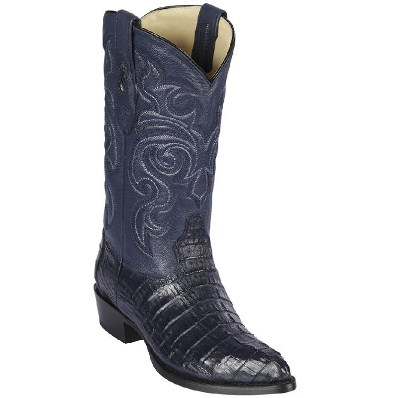 Men's cowboy boots with a high - heeled designNavy Blue Crocodile Cowboy Boots