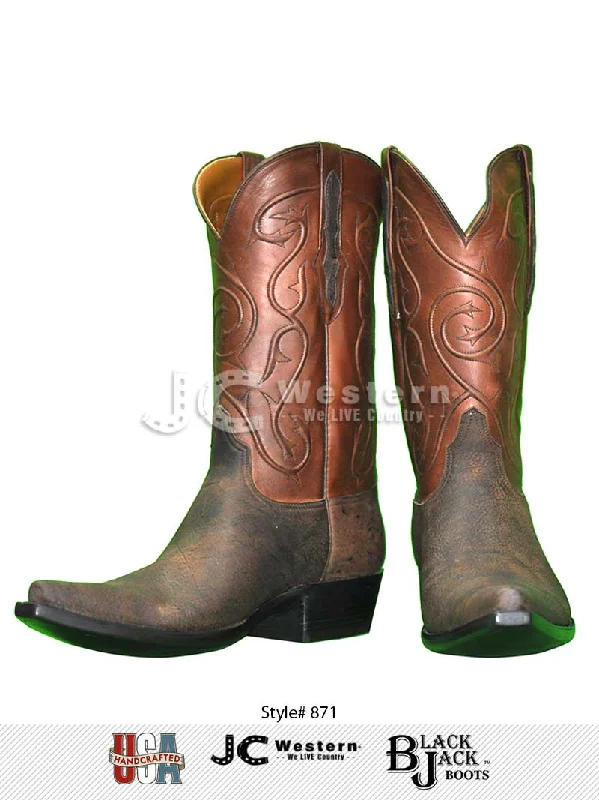 Men's western boots with a traditional western boot silhouette and a polished shineBlack Jack ST871-53 Mens Giraffe Western Boots Safari Tan