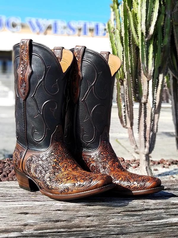 Western - style men's cowboy boots with intricate stitchingBlack Jack MUHT-304 Mens California Hand Tooled Western Boots Mahogany Western - style men's cowboy boots with intricate stitchingBlack Jack MUHT-304 Mens California Hand Tooled Western Boots Mahogany