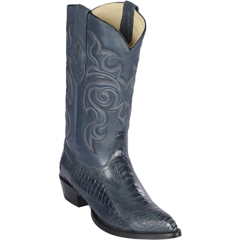 Men's cowboy boots with a leather lining for comfortBlue Ostrich Leg Cowboy Boots J-Toe