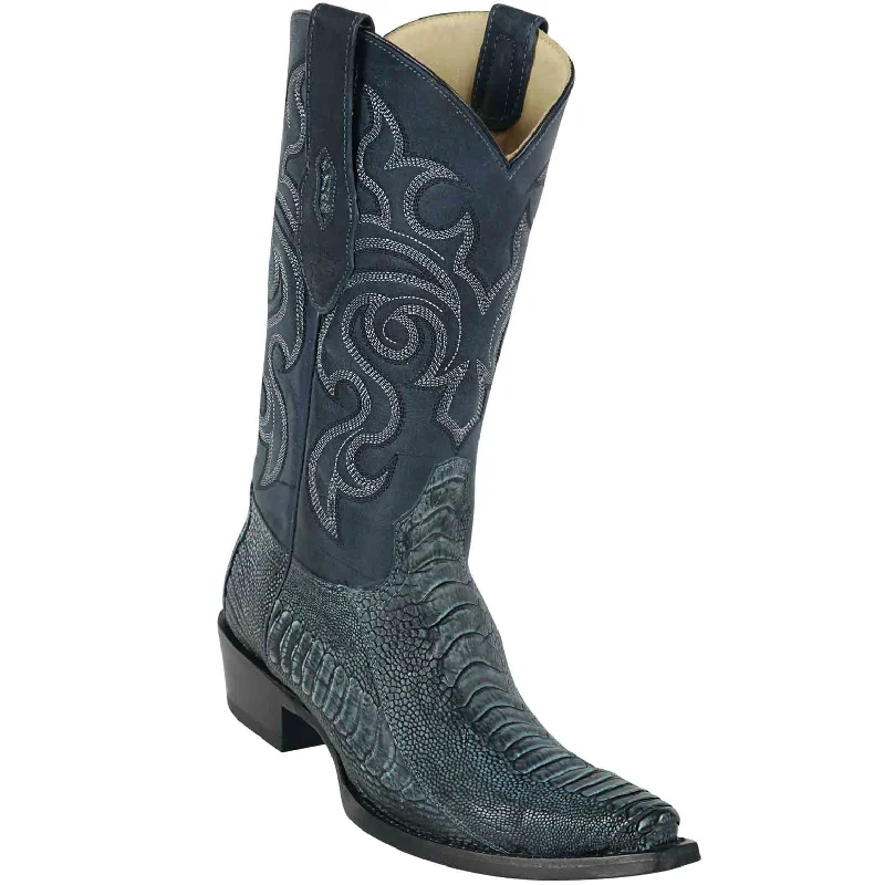 Men's cowboy boots with a spur ledgeOstrich Leg Boots Rustic Blue