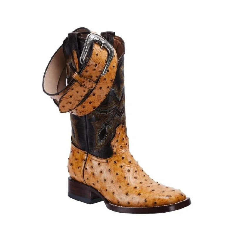 Vintage - style men's cowboy boots with a square toeBD701 BUTTERCUP Combo Men's Western Boots: Square Toe Cowboy & Rodeo Boots Ostrich Print Genuine Leather with Belt BD01 Vintage - style men's cowboy boots with a square toeBD701 BUTTERCUP Combo Men's Western Boots: Square Toe Cowboy & Rodeo Boots Ostrich Print Genuine Leather with Belt BD01