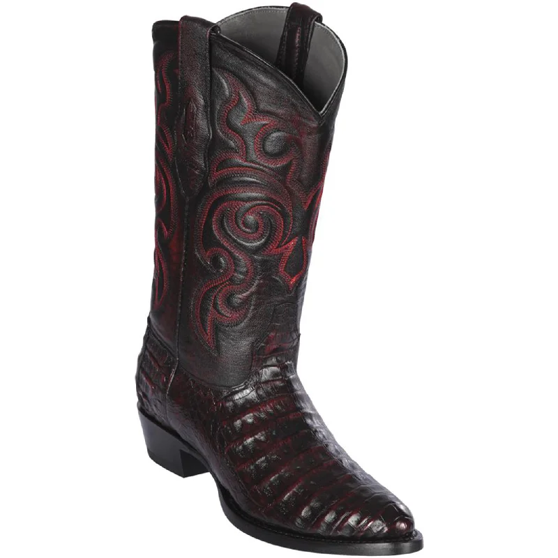 Men's cowboy boots with a high - heeled designBlack Cherry Caiman Boots R-Toe