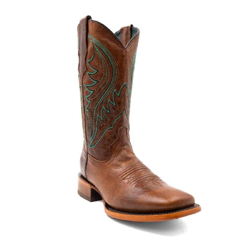 Men's cowboy boots with a rubber sole for tractionFerrini Mens Beau Square Toe Honey Leather 13in Cowboy Boots