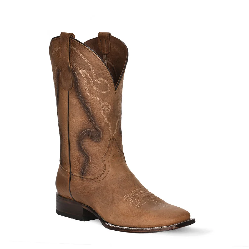 Men's cowboy boots with a leather sole for a classic lookCircle G Tan Wide Square Toe Cowboy Boots