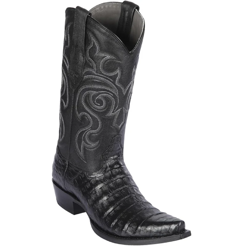 Men's cowboy boots in a dark brown leatherBlack Caiman Cowboy Boots
