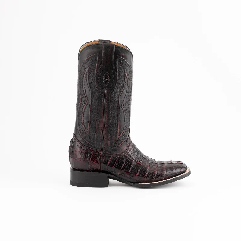 Men's cowboy boots with a heel guardFerrini Mens Black Cherry Leather Caiman S-Toe Dakota Cowboy Boots