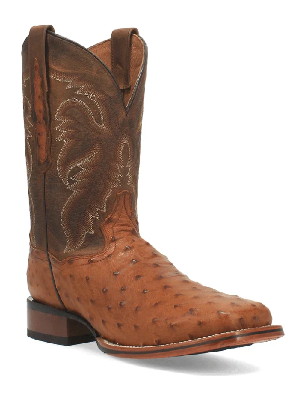 Dan Post DP4874 Mens ALAMOSA Ostrich Leather Square Toe Boot Bay Apache