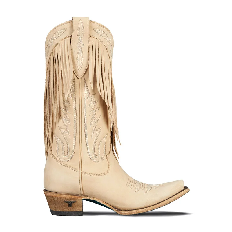 Vintage - style men's cowboy boots with a square toeSenita Falls Fringe Embroidered Snip Toe Cowboy Boots