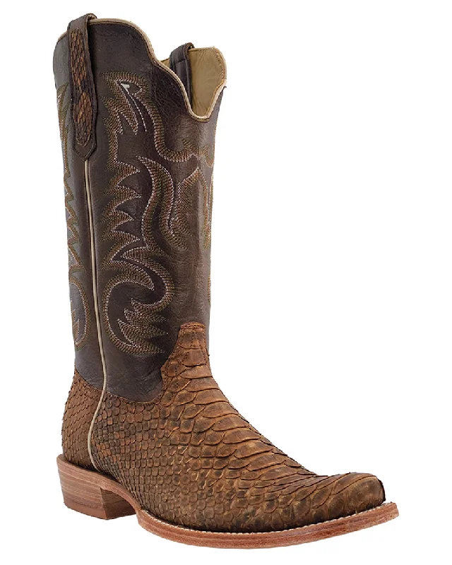 Men's western boots with a distressed leather finish for a rugged lookMen's Beige Sueded Exotic Western Boots