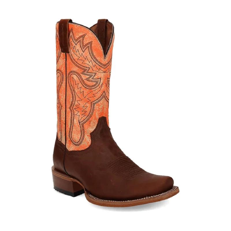 Men's cowboy boots with a distressed leather finishDan Post Mens Marchi Rust/Orange Leather Cowboy Boots