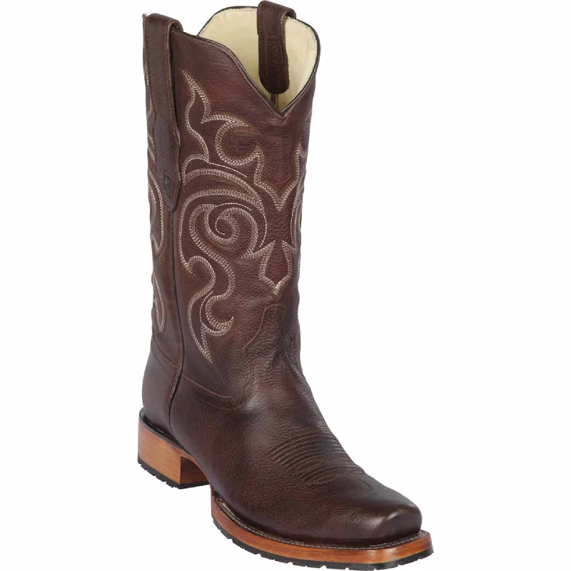 Men's cowboy boots with a rubber sole for tractionWalnut Brown Square Toe Cowboy Boots