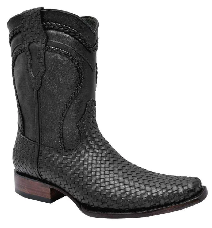 Men's cowboy boots with a concho belt detailJOE BOOTS 410 BLACK Boots Men's Leather, Cowboy Western boots, Hand Woven, Leather Braided Print Men's cowboy boots with a concho belt detailJOE BOOTS 410 BLACK Boots Men's Leather, Cowboy Western boots, Hand Woven, Leather Braided Print