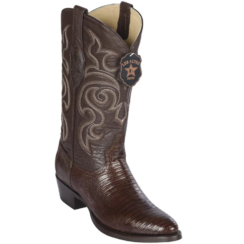 Men's cowboy boots with a scalloped edgeLizard Teju R-Toe Brown Cowboy Boots