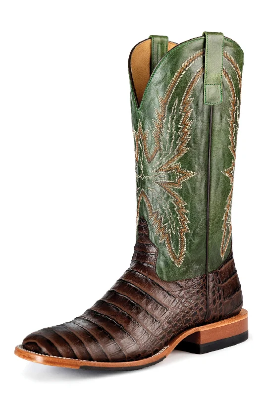 Men's cowboy boots with a suede shaftHorse Power by Anderson Bean Mens Emerald Caiman Leather Cowboy Boots 11.5 D