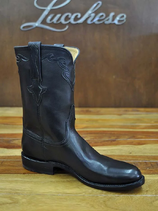 Men's cowboy boots with a concho belt detailLucchese L3556.RR Mens Classic Buffalo Calf Roper Boots Black Men's cowboy boots with a concho belt detailLucchese L3556.RR Mens Classic Buffalo Calf Roper Boots Black