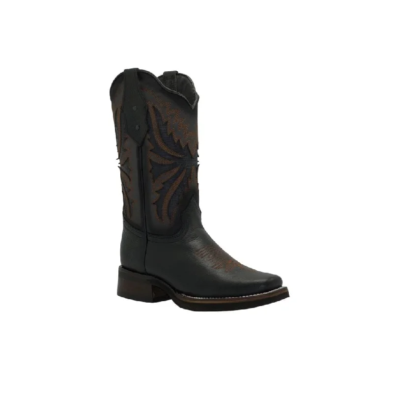 SG518 Rodeo Square Toe Boot Black Rubber Sole