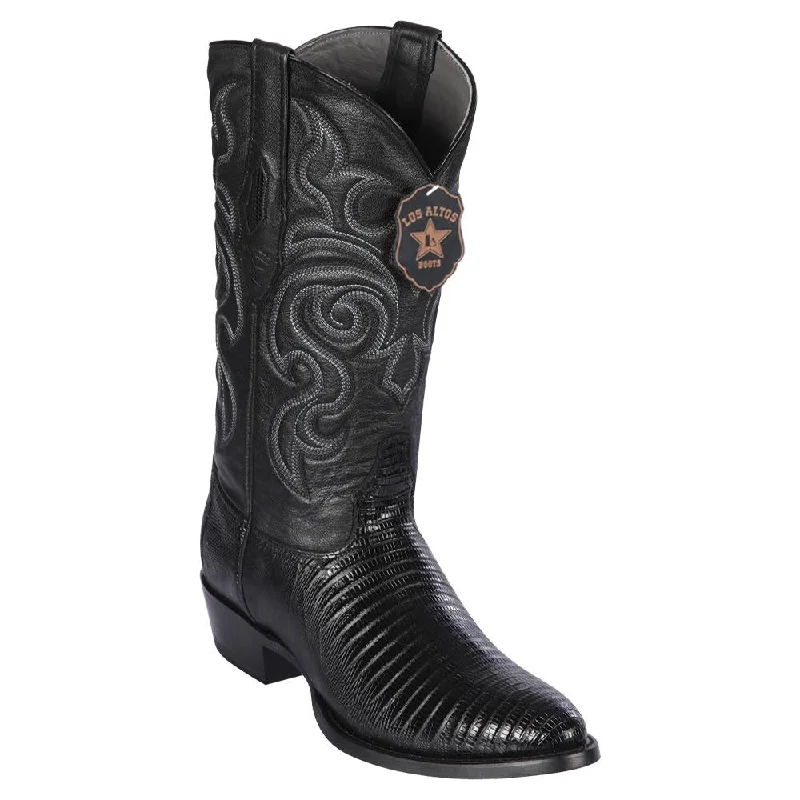 Men's cowboy boots with a silver - toned buckleBlack Lizard Cowboy Boots R-Toe