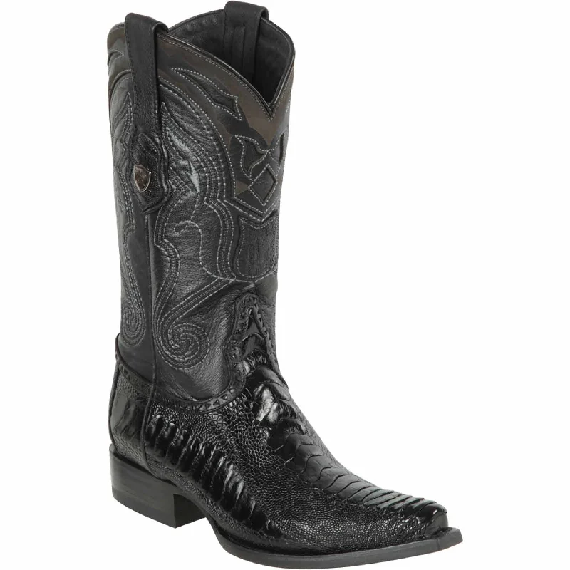 Western - style men's cowboy boots with intricate stitchingBlack Ostrich Leg Boots Western - style men's cowboy boots with intricate stitchingBlack Ostrich Leg Boots