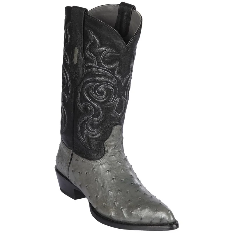 Western - style men's cowboy boots with intricate stitchingGrey Ostrich Cowboy Boots J-Toe Western - style men's cowboy boots with intricate stitchingGrey Ostrich Cowboy Boots J-Toe