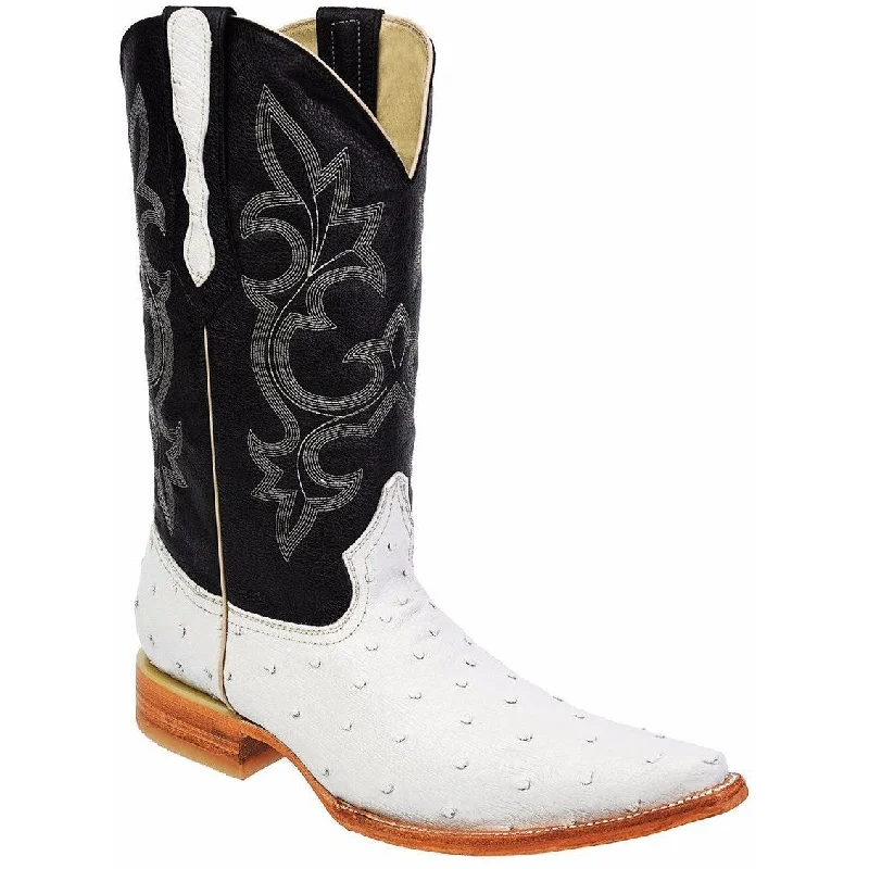 Men's cowboy boots with a pull - on strapMen's western boots with a silver - toned hardware and accentsJoe boots BD01 BONE Men's Western Boots - Pointed Toe , Cowboy boots, Ostrich print leather