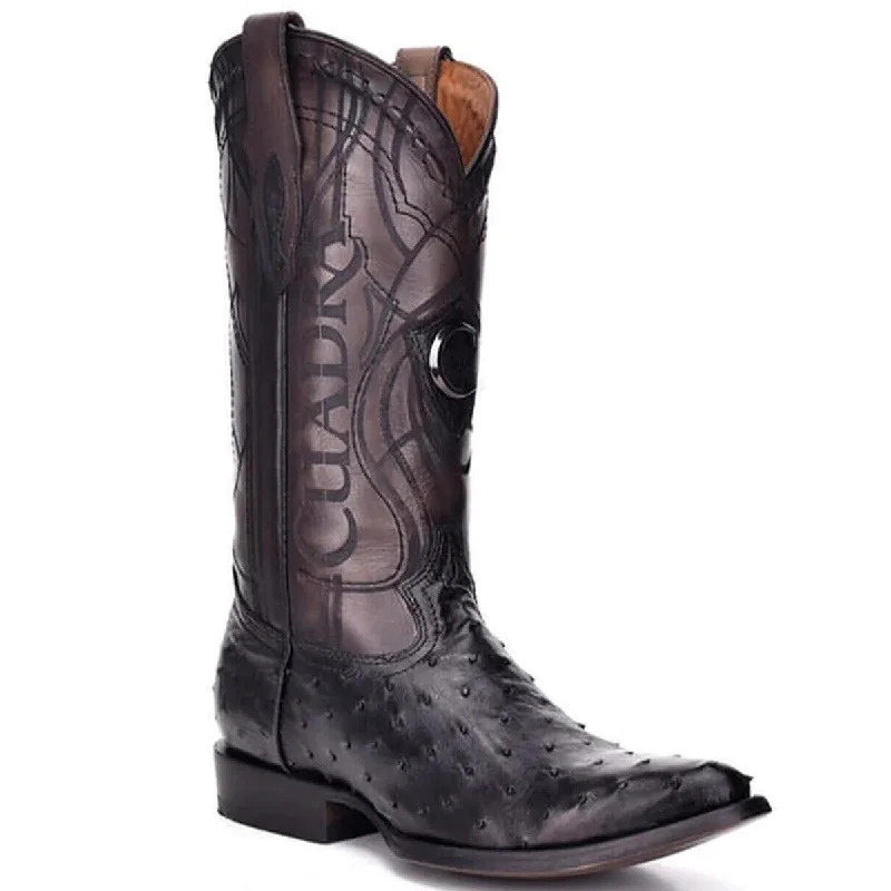 Men's cowboy boots with a pull - on strapBlack Ostrich Cowboy Boots