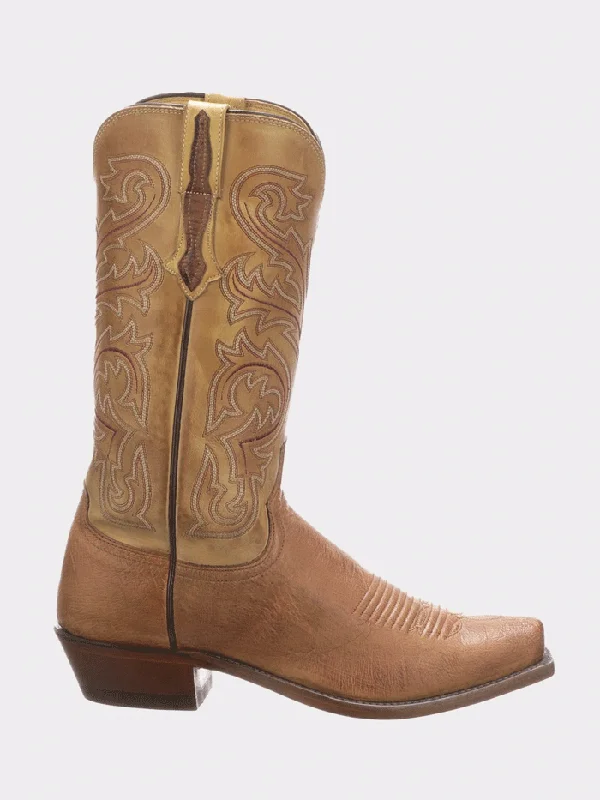 Men's cowboy boots with a scalloped edgeLucchese N1160.74 Mens NATHAN Smooth Ostrich Cowboy Boots Barnwood