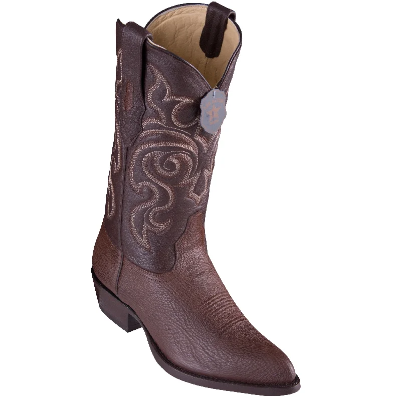 Western - style men's cowboy boots with intricate stitchingBrown Sharkskin Cowboy Boots J-Toe