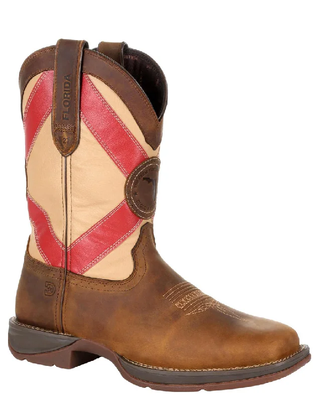 Men's western boots with a high - heeled design and a pointed toeMen's Florida State Flag Western Boots