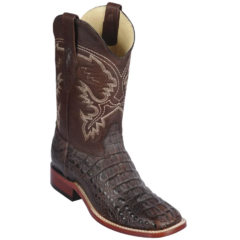 Men's cowboy boots with a rubber sole for tractionBrown Caiman Hornback Boots
