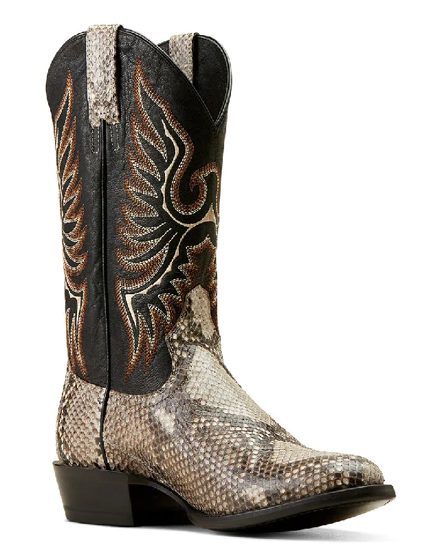 Men's genuine leather western boots with a snake - skin inlayMen's Slick Cowboy Western Boots