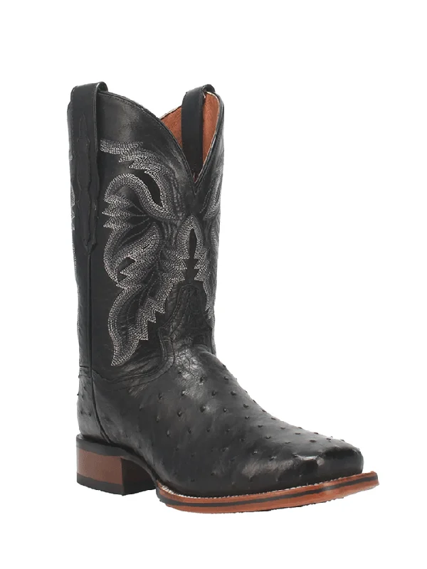 Dan Post DP4873 Mens Alamosa Full Quill Ostrich Square Toe Boot Black