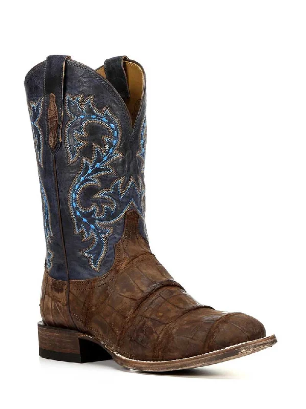 Men's cowboy boots with a decorative inlayLucchese M4344 Mens Malcom Giant Alligator Boots Brandy Men's cowboy boots with a decorative inlayLucchese M4344 Mens Malcom Giant Alligator Boots Brandy