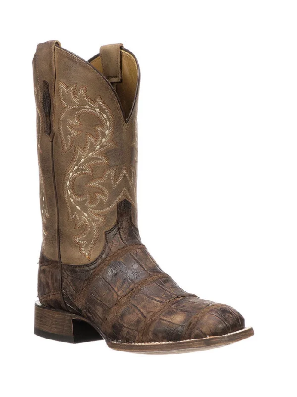 Men's cowboy boots with a distressed leather finishLucchese M4343 Mens Malcolm Giant Gator Square Toe Boots Chocolate Men's cowboy boots with a distressed leather finishLucchese M4343 Mens Malcolm Giant Gator Square Toe Boots Chocolate