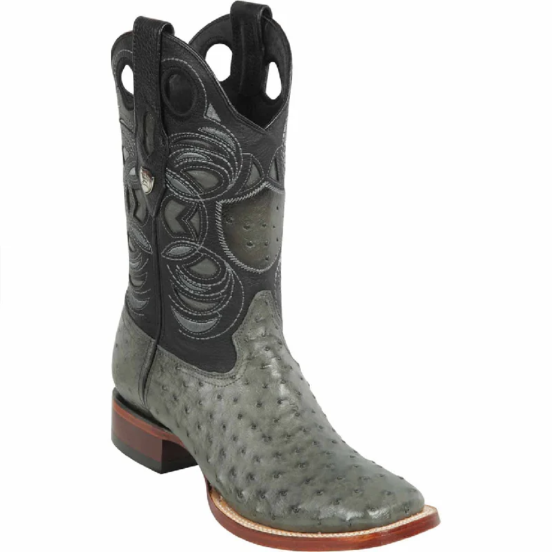 Gray Ostrich Boots