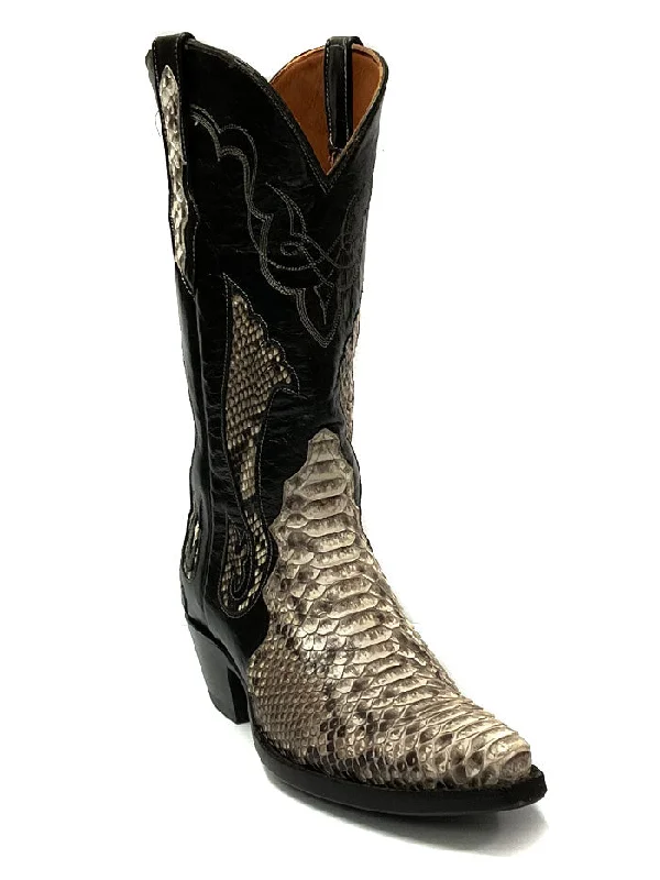 Men's cowboy boots with a concho belt detailBlack Jack 1444 Mens Python Snake Boots Natural