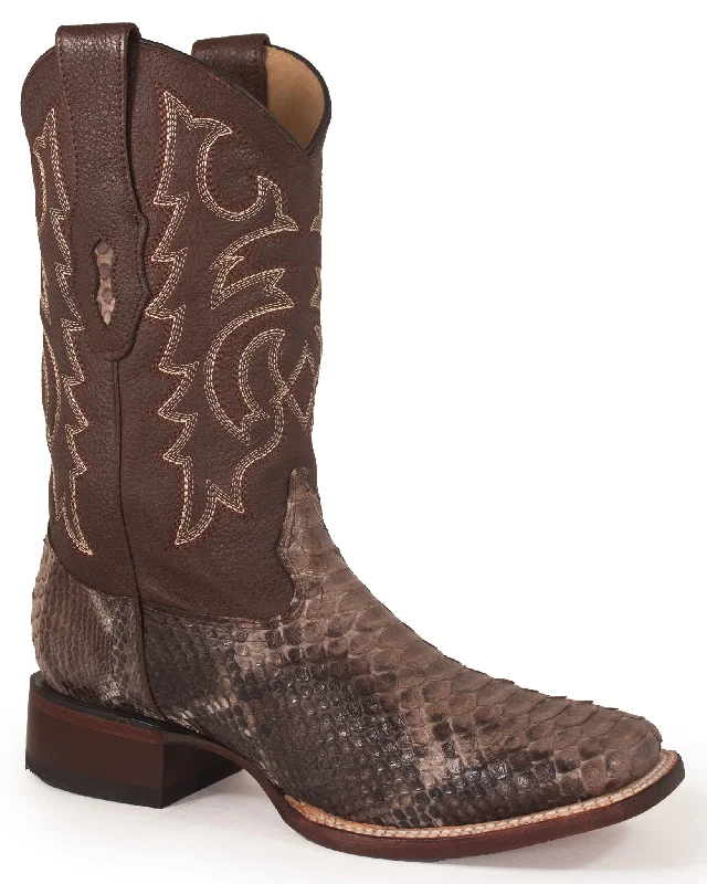 Alligator - print men's cowboy boots for a bold lookMen's Python Square Toe Western Boots Alligator - print men's cowboy boots for a bold lookMen's Python Square Toe Western Boots
