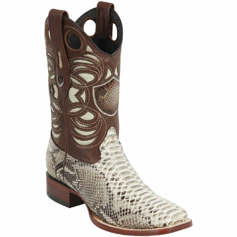 Western - style men's cowboy boots with intricate stitchingMens Python Skin Boots
