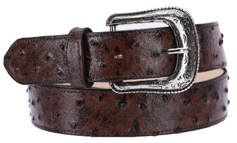 Men's cowboy boots with a distressed leather finishBD701 Brown Men's Western Belt 1 1/2, Cowboy belt Ostrich Tribute Leather Men's cowboy boots with a distressed leather finishBD701 Brown Men's Western Belt 1 1/2, Cowboy belt Ostrich Tribute Leather