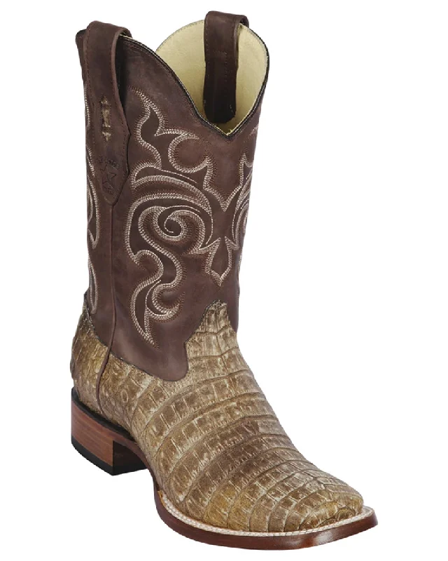 Vintage - style men's cowboy boots with a square toeMen's Caiman Belly Western Boots