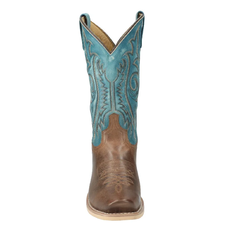 Men's cowboy boots with a leather sole for a classic lookSmoky Mountain Boots Mens Santa Fe Brown Oil/Vintage Blue Leather Cowboy Boots