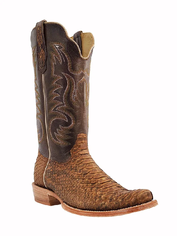 R.Watson RW7911-1 Mens Beige Sueded Python Western Boot Tan