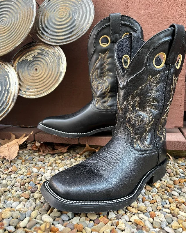 Men's cowboy boots with a decorative inlayLaredo Men's Black Kane Square Toe Cowboy Boots 7710